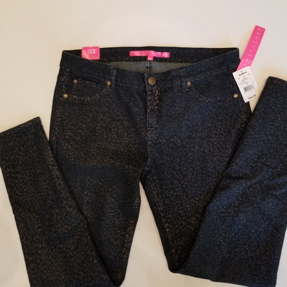 Tinseltown New Black Jeans with Gold Shimmer Skinny Jeans Size 13
